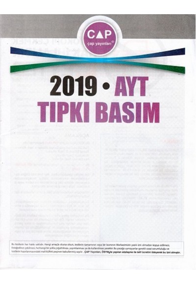 Çap 2019 AYT Tıpkı Basım